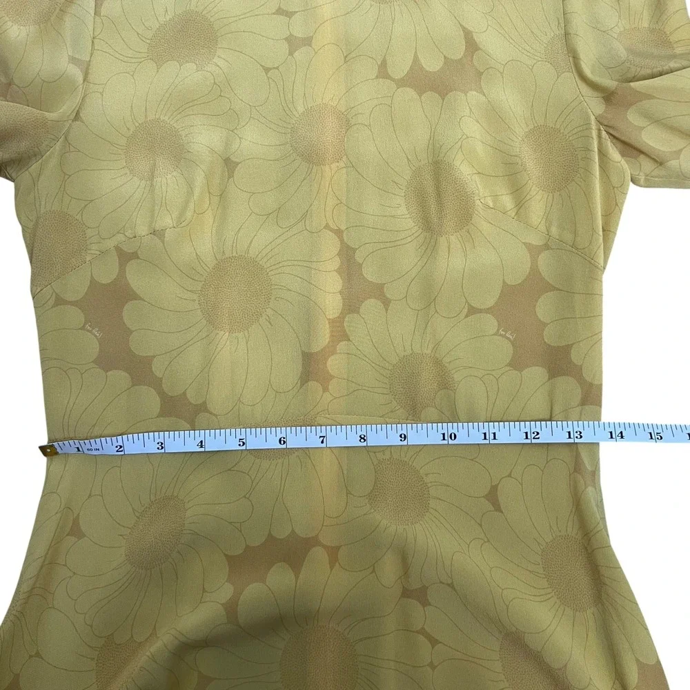 Realisation Par The Mary Jane Yellow Sunflower Silk A Line Mini Dress SZ S - Picture 11 of 13